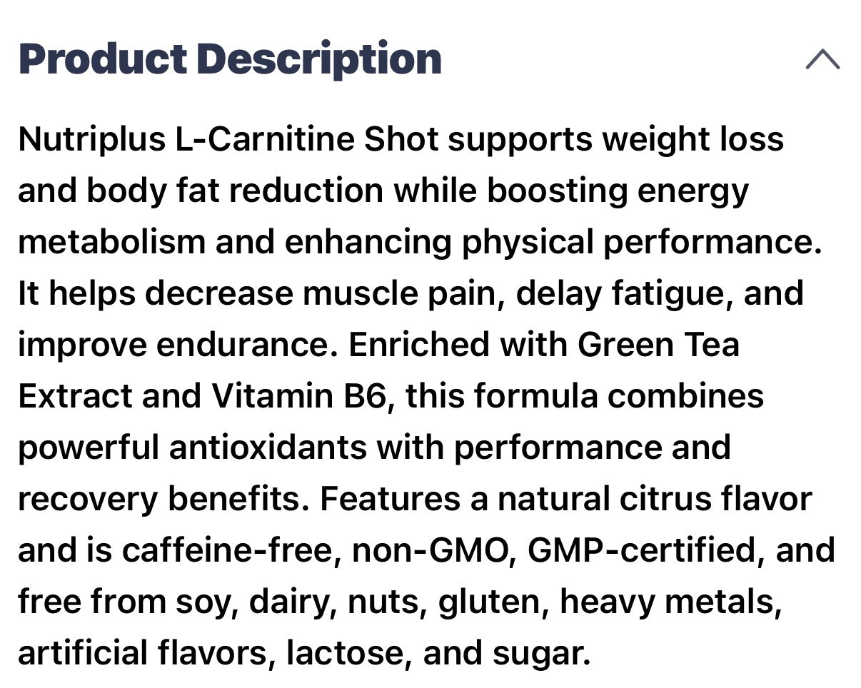 Sample L-Carnitine Shots
