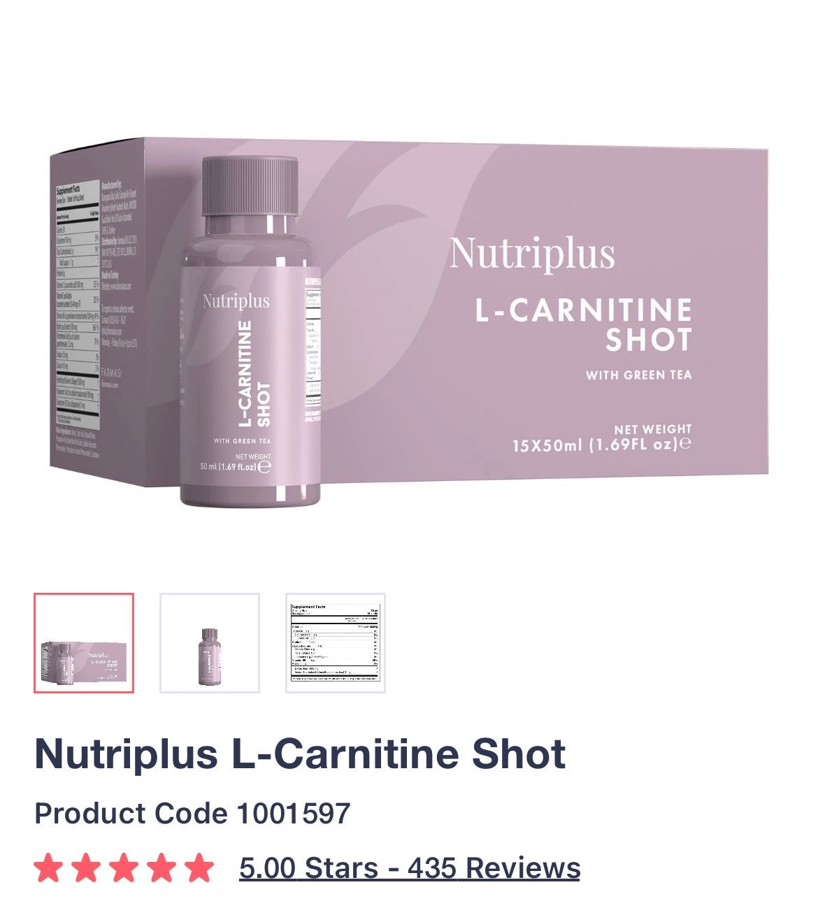 L-Carnitine Liquid Shots On Hand
